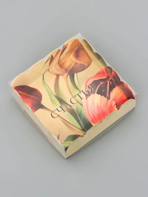 Коробка для печенья, &laquo;Тюльпаны&raquo;, 9&times;9&times;3 см