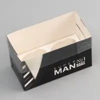 Коробка для 2 капкейка с прозрачной крышкой, &laquo;Мужская&raquo;, 16&times;8&times;10 см