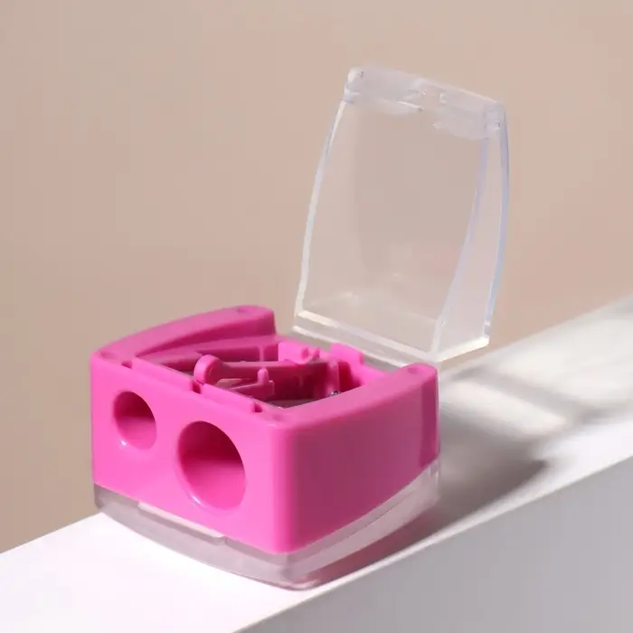 Точилка косметическая, с крышкой, двойная, МИКС