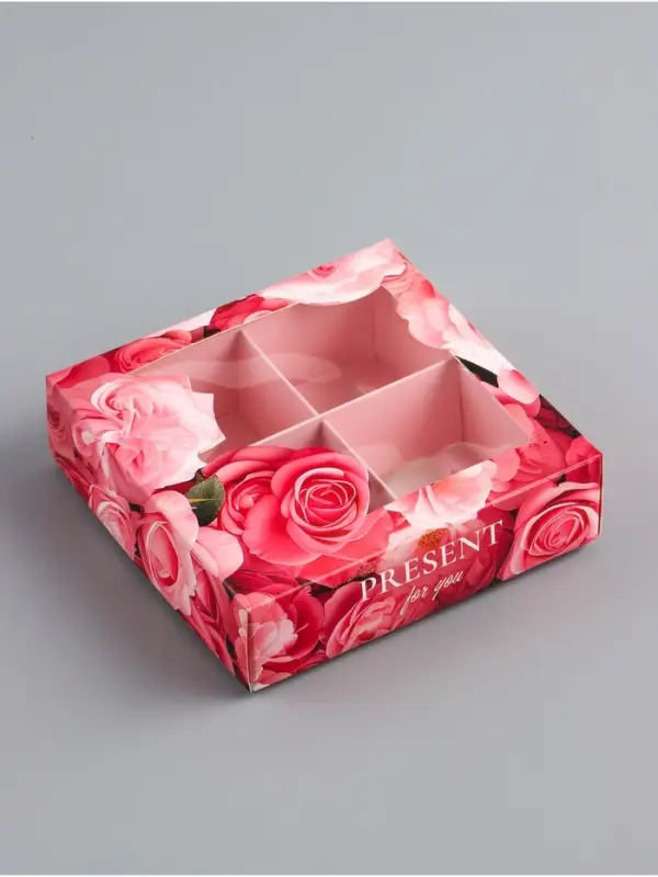 Коробка для конфет 4 шт. &laquo;Презент&raquo;, 12.6&times;12.6&times;3.5 см