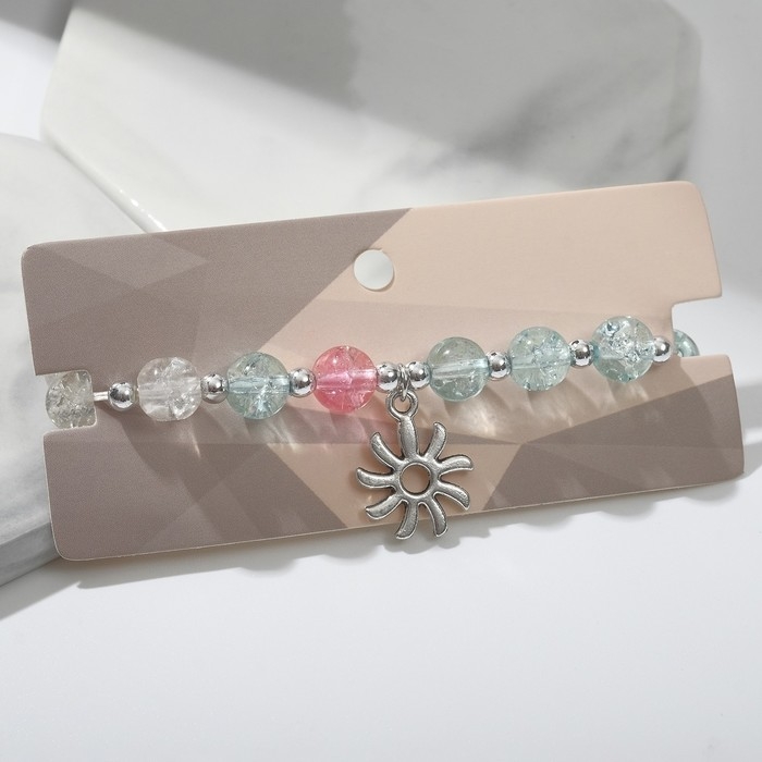 Браслет &laquo;Радость&raquo; солнце, цвет бело-голубой в серебре, d=7