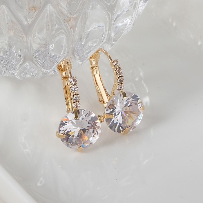 Серьги &laquo;Циркония&raquo; мини, круг, цвет белый в золоте