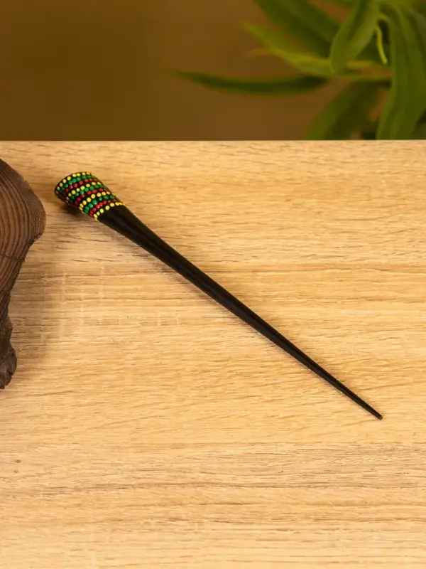 Заколка для волос "Цветок" дерево Албезия, 17 см, цв. чёрно-фиолетовый