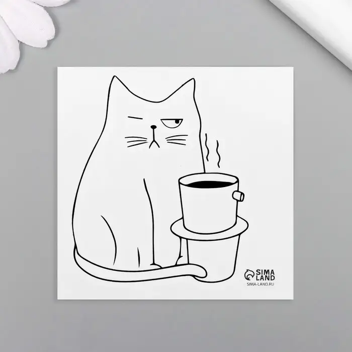 Переводная тату на тело чёрная &laquo;Котокофе&raquo;, 6&times;6 см