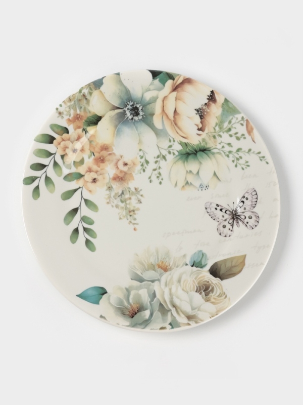 Тарелка обеденная Доляна "Цветы" цвет белый  25,5х2,5 см