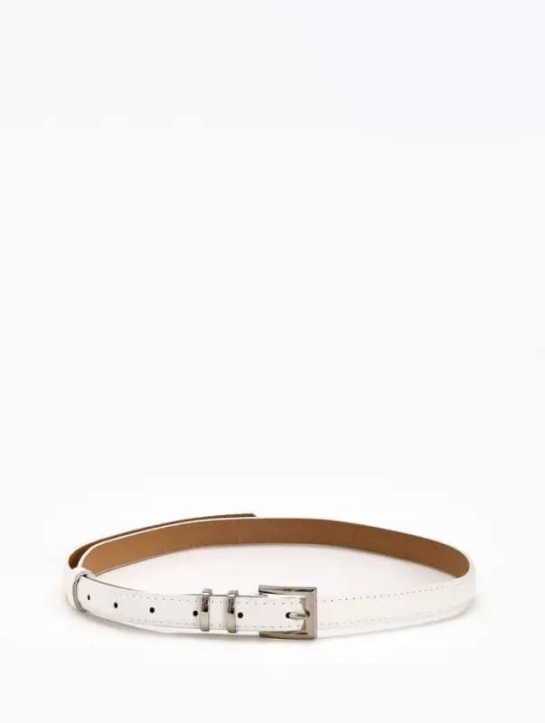 Ремень жен 03-01-02-01, Июнь2502, 2*0,3*110 см, без винта, пряж металл, 1 прокол, белый