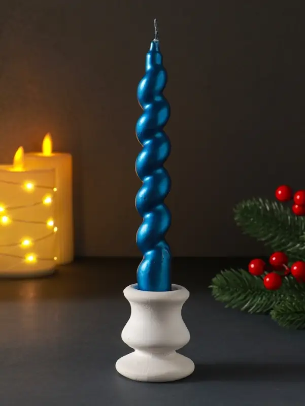 Свеча витая "LUXURY" 25*180 мм, лакированная, синяя