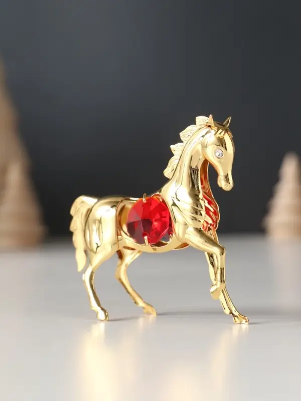 Сувенир Лошадка маленькая с 2-мя красными хрусталиками, 7х2х6 см.