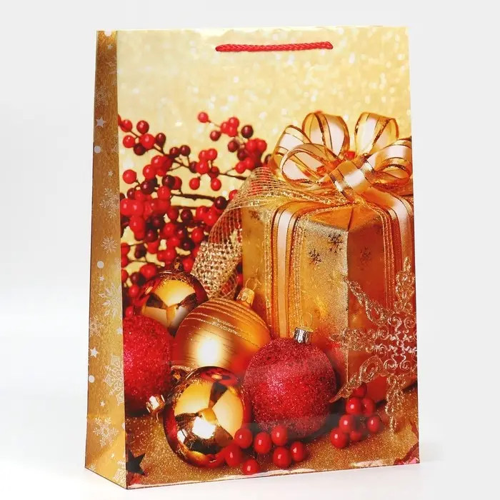 Пакет подарочный новогодний ламинированный &laquo;Поздравляю&raquo;, L 28 х 38 х 9 см