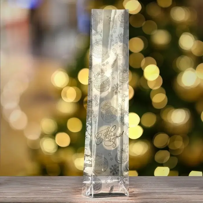 Пакет подарочный новогодний с жёстким дном 11&times;7&times;53 см