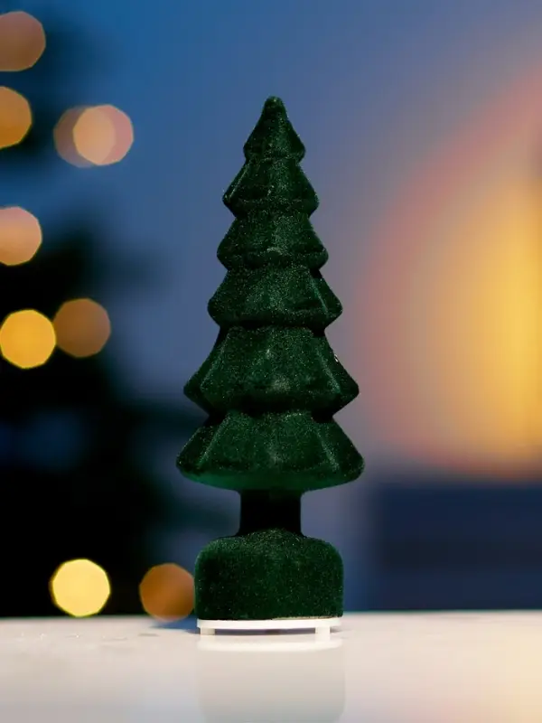 Фигура светодиодная "Елочка бархатная зеленая", 1 LED, 15х6 см, от бат. 3xAG13, Т/БЕЛЫЙ