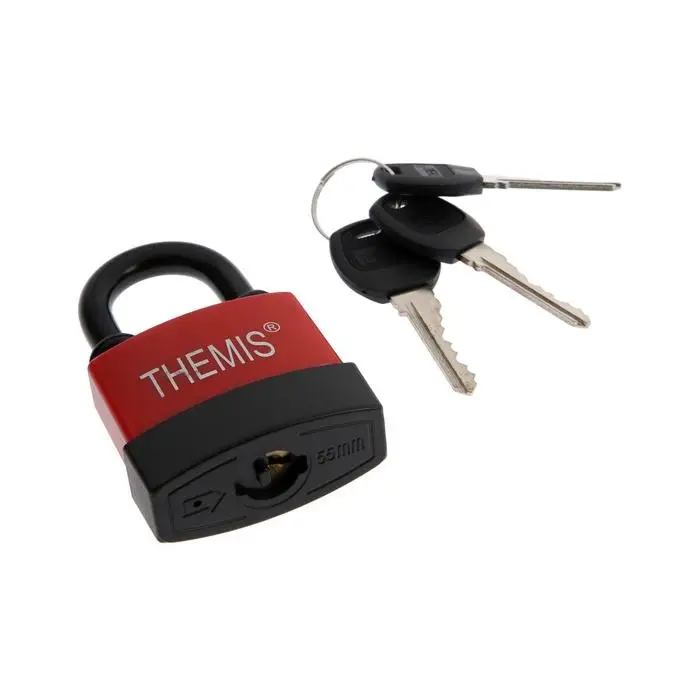 Замок навесной, 55 мм, медный цилиндр, влагозащищенный,  короткая дужка, 3 ключа МИКС