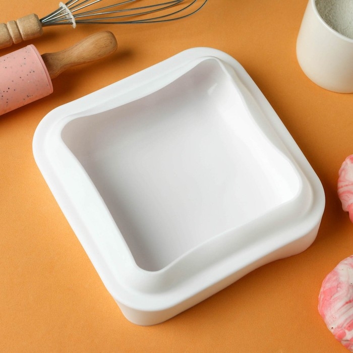 Форма для муссовых десертов и выпечки KONFINETTA &laquo;Квадро&raquo;, силикон, 18,5&times;5 см, цвет белый