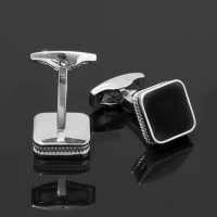 Запонки медные &laquo;Квадрат&raquo; классический, цвет чёрный в серебре