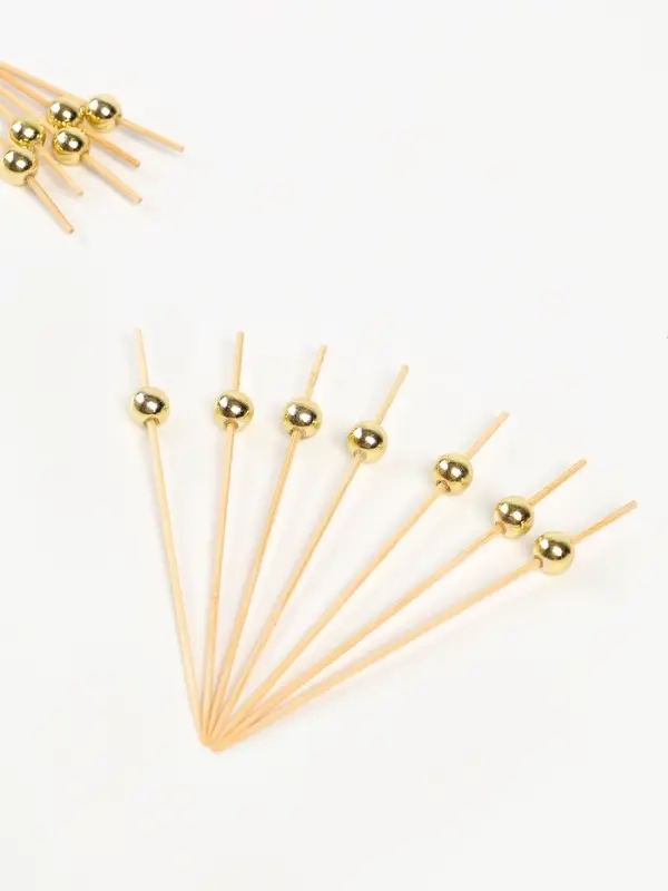 Шпажки деревянные "Жемчужина" , 12 см, набор 12 шт цвет золото