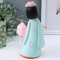 Сувенир полистоун свет "Девочка в кимоно с фонариком" розово-зеленый 3хAG3 7,8х12,5х20,5 см   109567