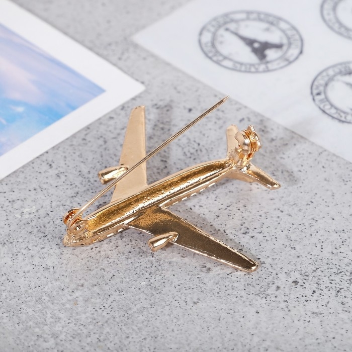 Брошь &laquo;Самолёт&raquo; цвет золото
