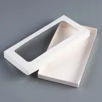 Коробка под плитку шоколада с крышкой, 17.5&times;9&times;1.5 см, белая