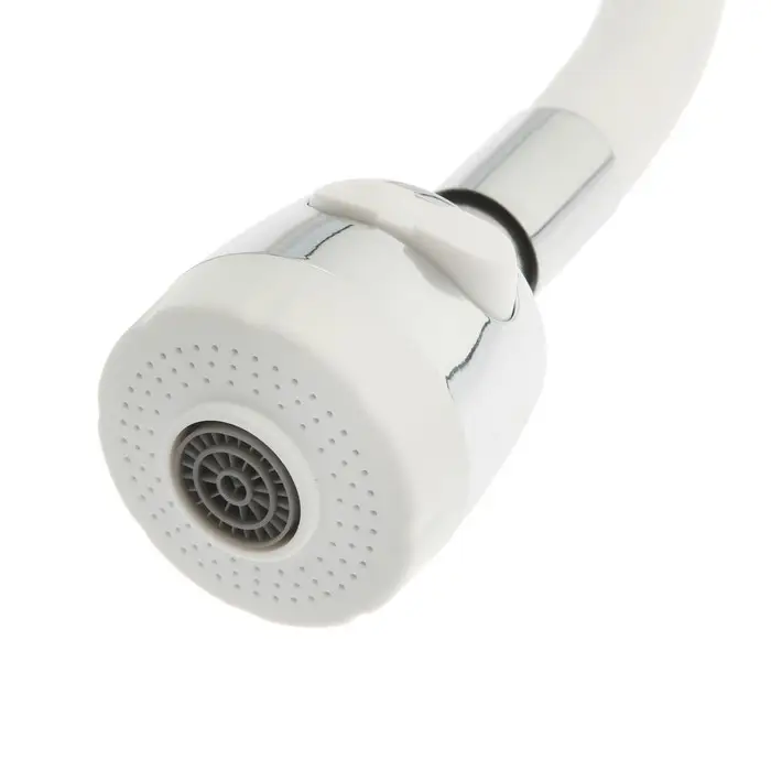 Смеситель для кухни ZEIN ZC2032, гибкий силиконовый излив,кран-букса латунь 1/2", белый/хром