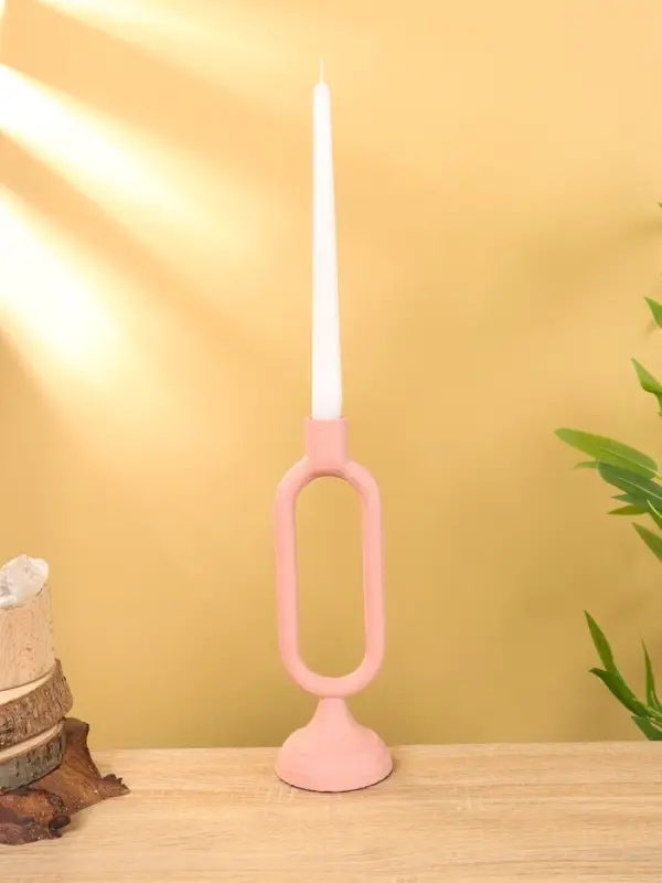 Подсвечник на 1 свечу "Пудровый" 8,5х,8,5х26 см