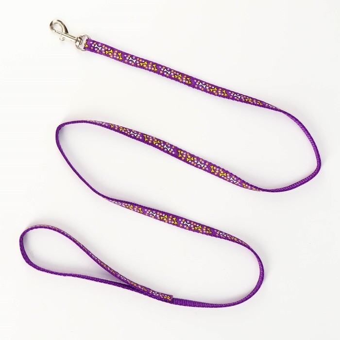 Комплект "Звёздные косточки", ширина 1 см, поводок 120 см, шлейка 23-35 см, фиолетовый