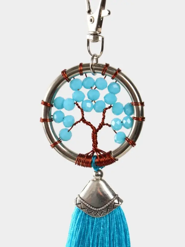 Брелок ловец снов "Древо жизни" 19 см, цв. голубой