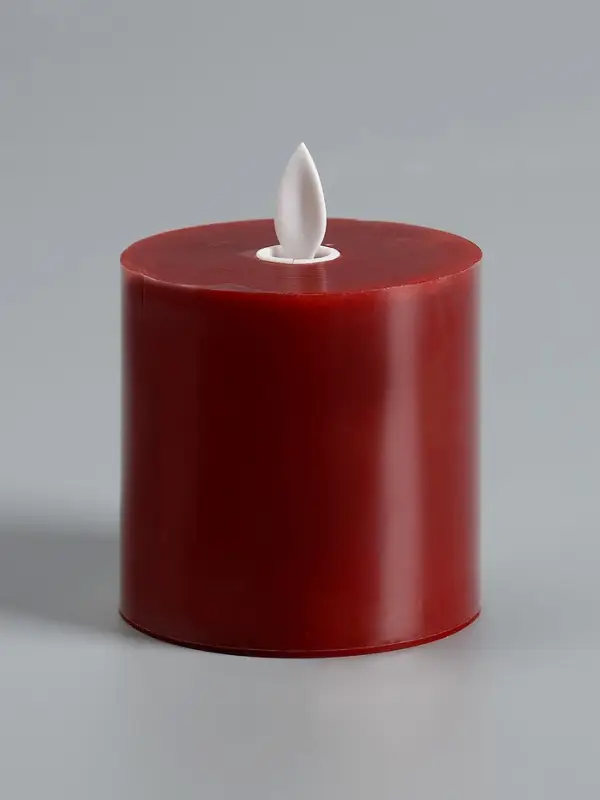 Светодиодная свеча восковая "Глубокий красный", 10x7 см, АААx3 (не в компл.), Т/БЕЛЫЙ