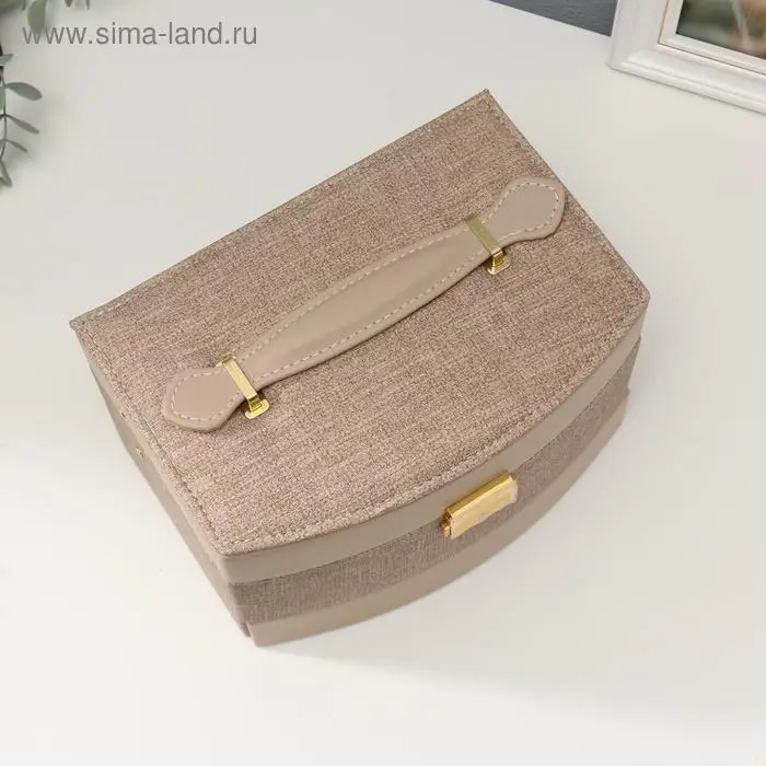 Шкатулка кожзам для украшений "Мокко" комбинированная 13х15х21,5 см