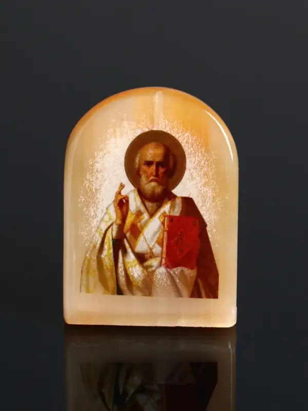 Икона Николай Угодник, 6х5 см, селенит