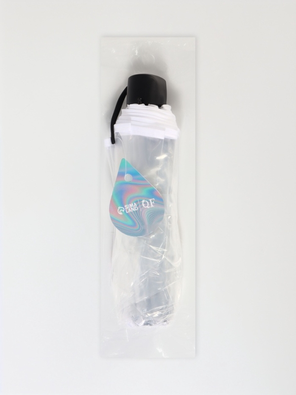 Зонт мех R48/53 8сп 3 сл ПВХ ОДНОТОН круглая ручка белый шильд QF