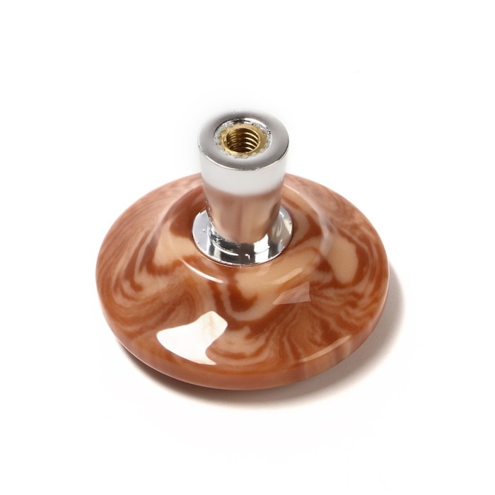 Ручка-кнопка CAPPIO PK106, d=32 мм, пластик, цвет хром/дерево, 8 шт.