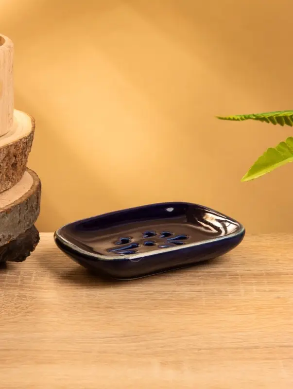 Мыльница "Цветок" керамика, цв. синий, 12х8х2 см