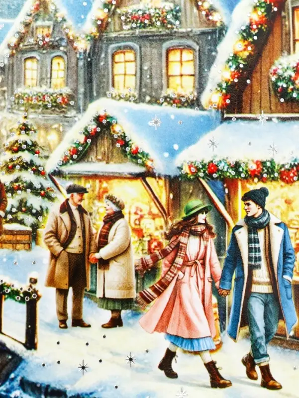 Коробка подарочная новогодняя &laquo;Рождественский город&raquo; 34&times;14&times;35.5 см