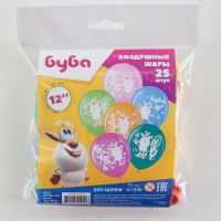 Шар латексный 12" &laquo;Буба&raquo;, пастель, 1-сторонний, набор 25 шт., МИКС