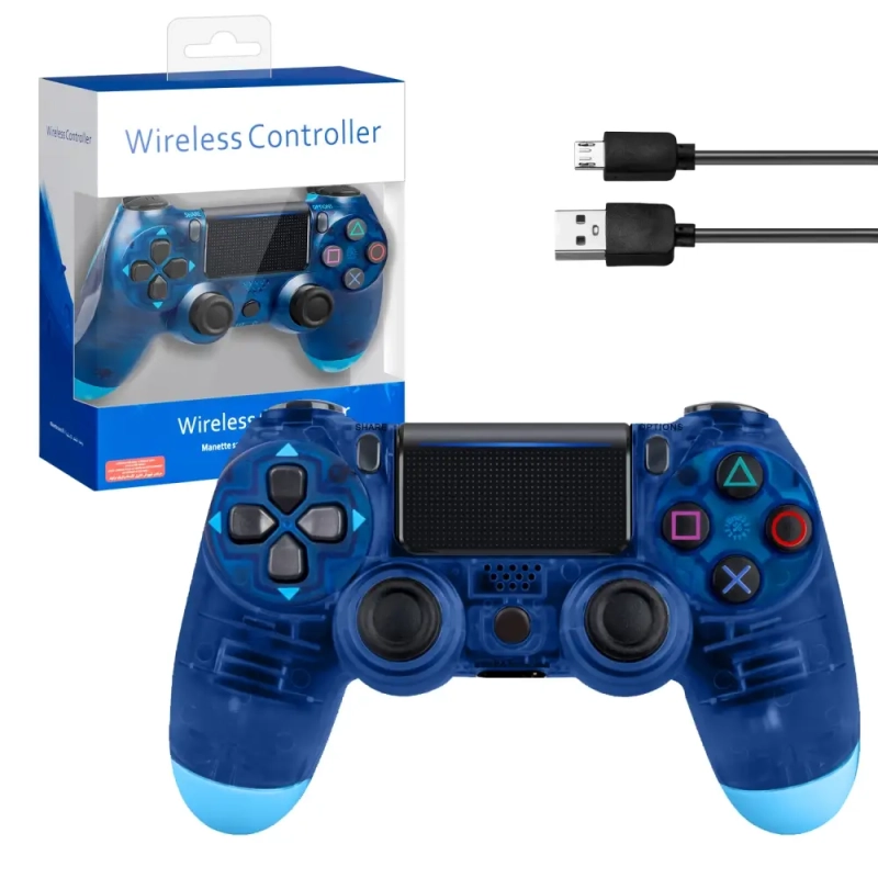 Джойстик PS4 DualShock беспроводной AA прозрачный синий