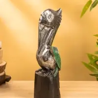 Сувенир интерьерный "Пеликан" 10х10х33 см, дерево, цв. серебро