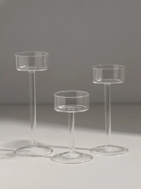 Подсвечник стекло "Моник" прозрачный d=5,4 см набор 3 шт 6,5х15 6,5х11 см 6,5х17 см