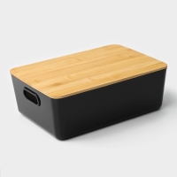 Контейнер для хранения с крышкой LaDо́m &laquo;Лаконичность&raquo;, 29,5&times;20,3&times;10,5 см, цвет тёмно - серый