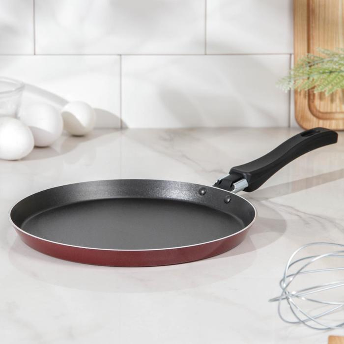 Сковорода блинная &laquo;Эксперт&raquo;, d=22 см, пластиковая ручка, антипригарное покрытие, цвет бордовый