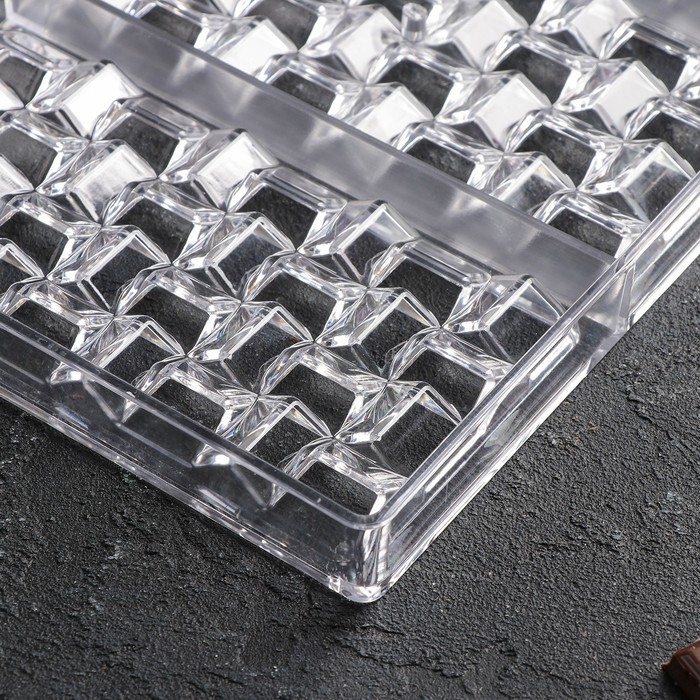 Форма для шоколада KONFINETTA &laquo;Инфинити&raquo;, 27,5&times;17,5&times;2,5 см, 3 ячейки 15,3&times;7,5&times;0,8 см, цвет прозрачный