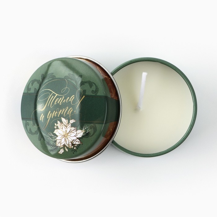 Свеча новогодняя в железной банке &laquo;Новый год: Тепла и уюта&laquo;Новый год: аромат мята, 4.8 см