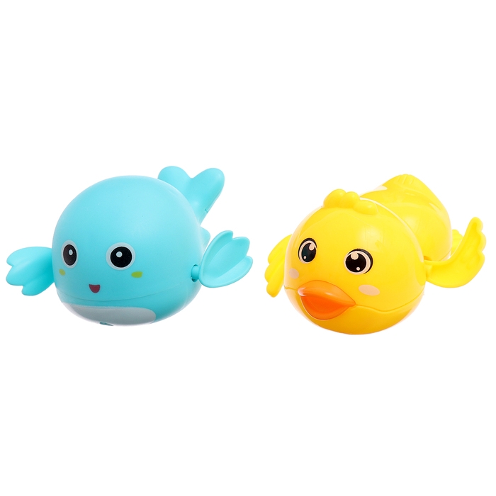 Набор для купания &laquo;Заводные игрушки: Утёнок и кит&raquo;, 2 шт., МИКС