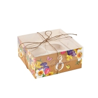 Коробка для капкейков, кондитерская упаковка, 4 ячейки &laquo;С 8 марта&raquo;, 16 х 16 х 7.5 см