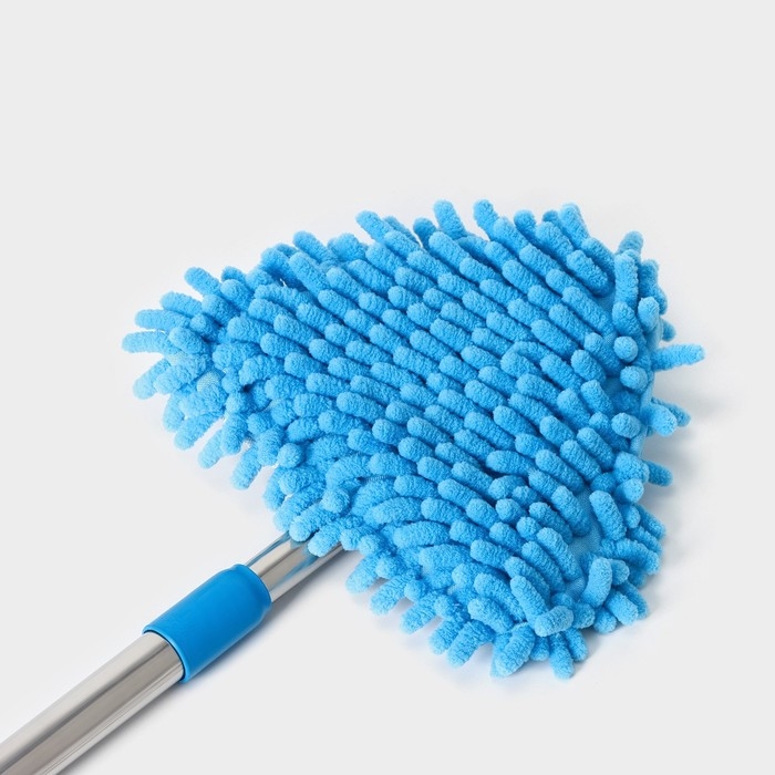 Щётка для окон Доляна, телескопическая ручка 54(86) см, поворотная головка, насадка из микрофибры 14&times;16 см, цвет синий