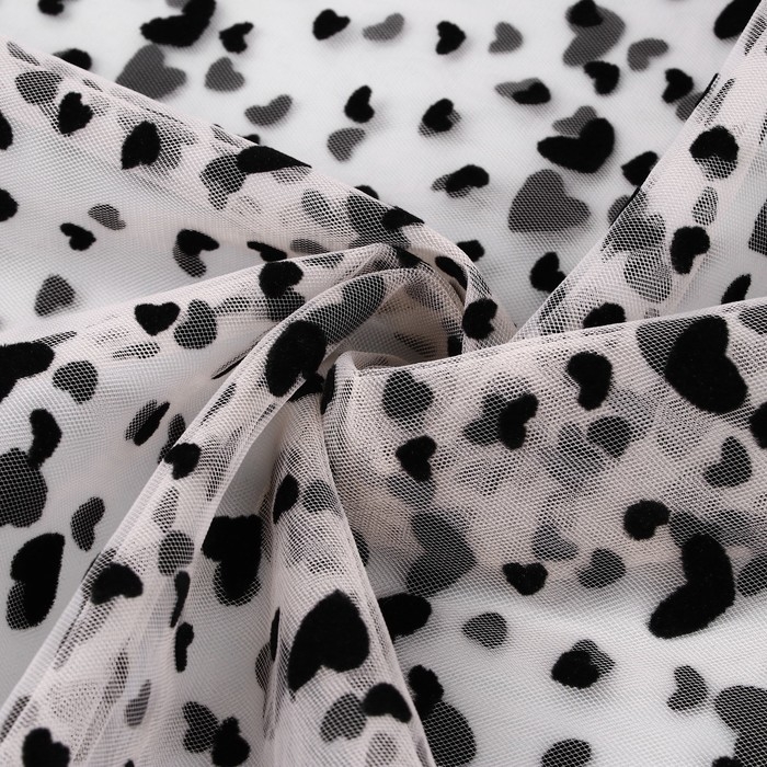 Сетка с флоком &laquo;Сердечки&raquo;, 150 см, 1 &plusmn; 0,2 м, цвет бежевый