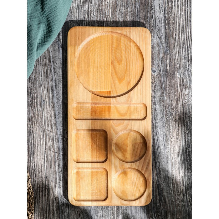 Поднос-подставка Adelica &laquo;Чайная станция&raquo;, на 2 персоны, с потайными ручками, 40&times;18&times;1,8 см, берёза