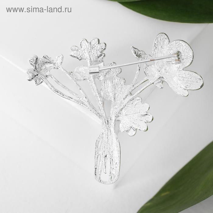 Брошь &laquo;Цветы в вазе&raquo;, цветная в серебре