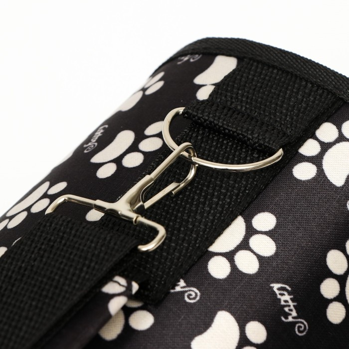 Сумка - переноска для животных "Лапки Happy", чёрная, размер М, 40 х 21 х 27 см