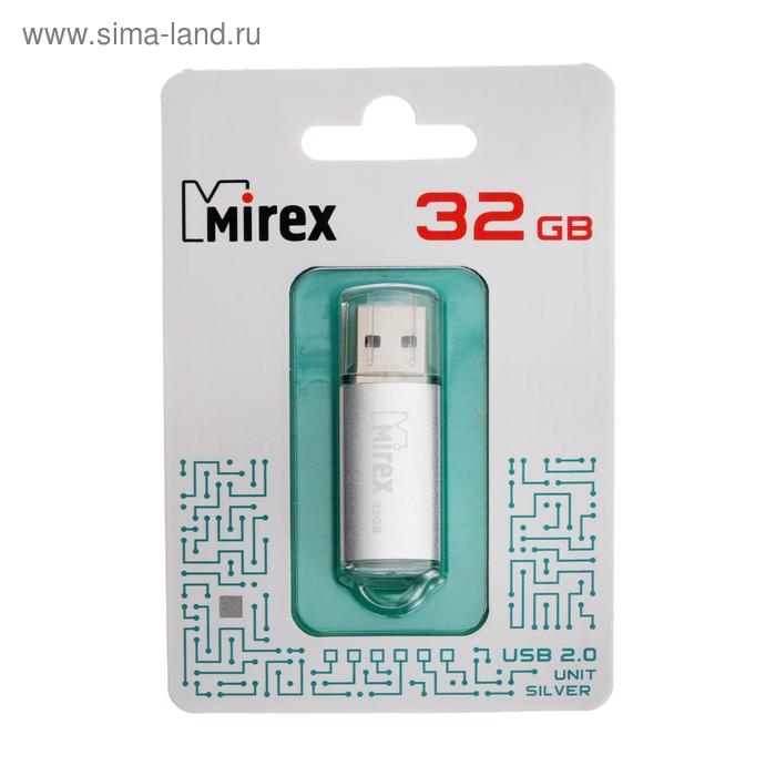 Флешка Mirex UNIT SILVER, 32 Гб, USB2.0, чт до 25 Мб/с, зап до 15 Мб/с, серебристая Флешка Mirex UNIT SILVER, 32 Гб, USB2.0, чт до 25 Мб/с, зап до 15 Мб/с, серебристая