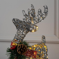 Светодиодная фигура &laquo;Олень серебристый&raquo; 25 &times; 30 &times; 10 см, металл, батарейки ААх3 (не в комплекте), свечение тёплое белое